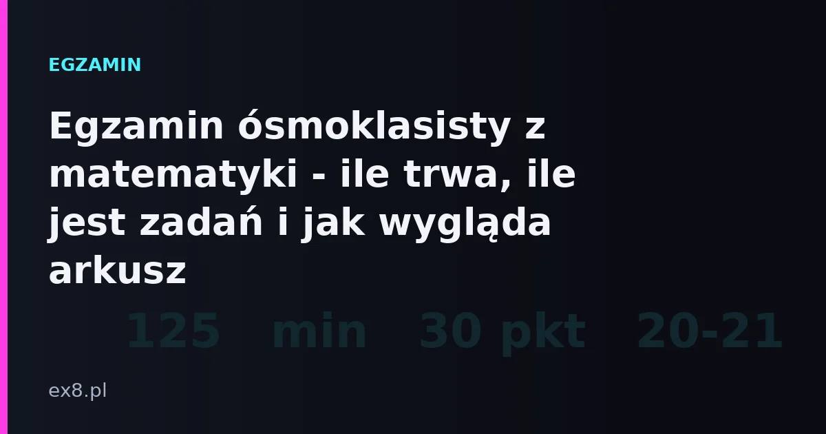 Egzamin ósmoklasisty z matematyki - budowa arkusza i punktacja