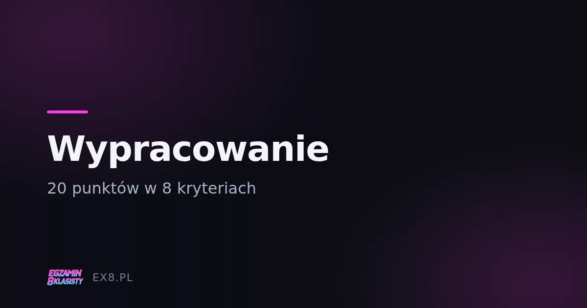 Kartka z wypracowaniem i lista kryteriów oceniania na egzaminie ósmoklasisty